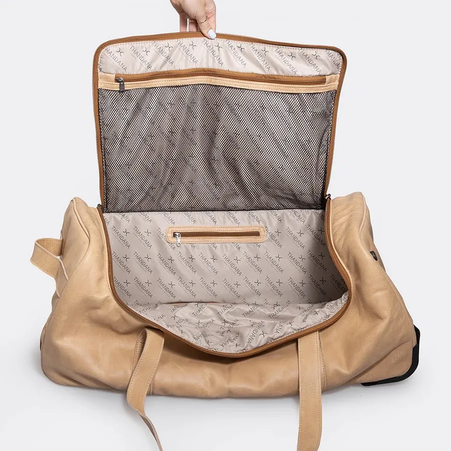 Thandana Leather Wheeled Duffel Bag