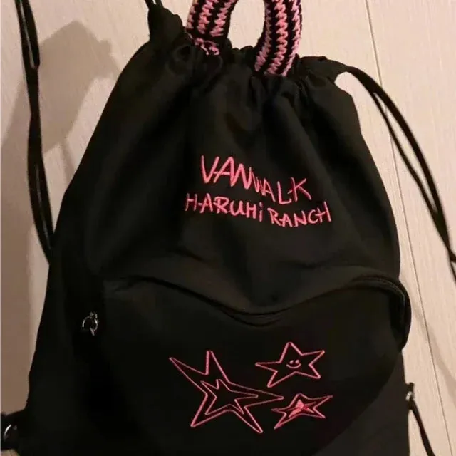 UAKISS  -  Vintage Star Trendy Letter Embroidery Backpacks Y2k Simple Preppy Drawstring Schoolbags Fashion Women Casual Travel Rucksacks